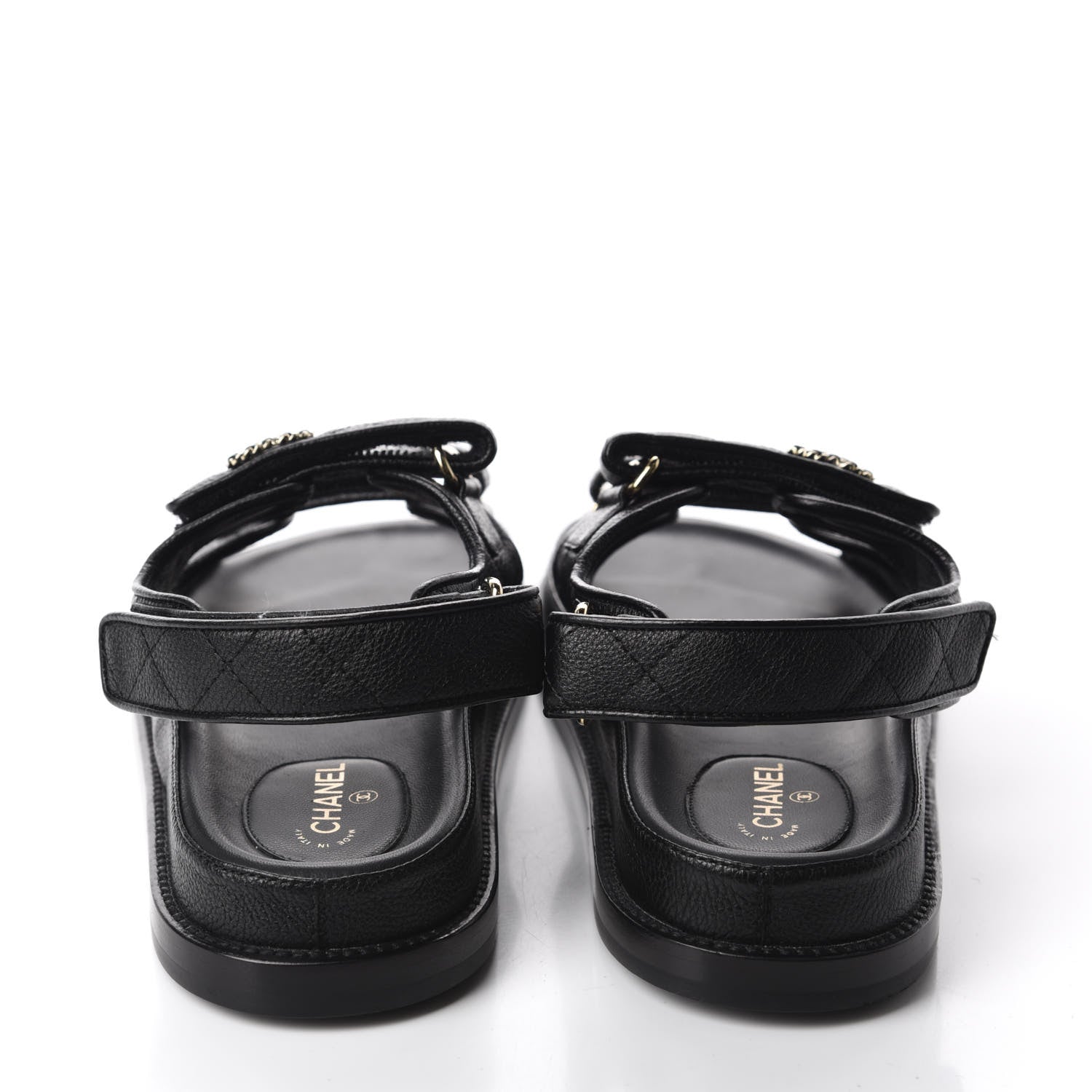 Chanel Grained Calfskin Velcro Dad Sandals 38 Black 5 of 10
