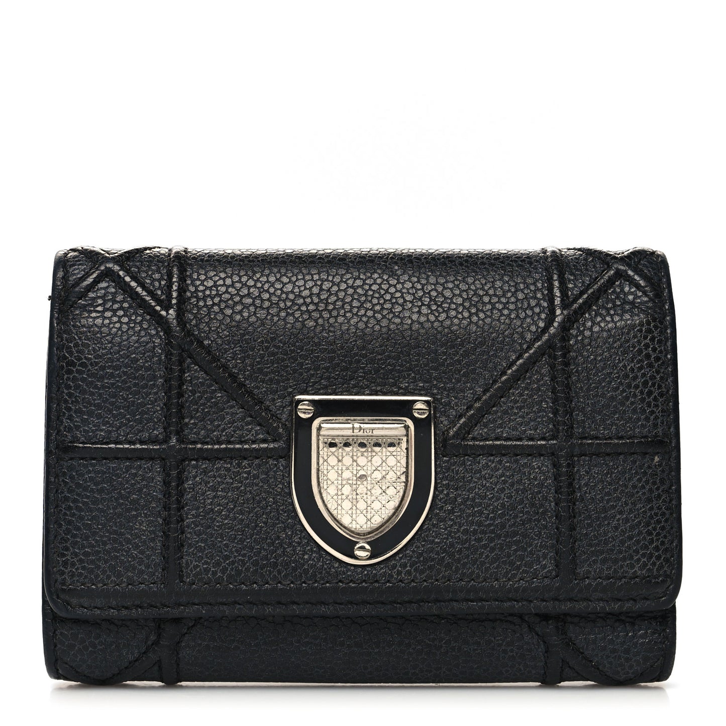 Grained Calfskin Cannage Diorama Elancee Wallet Black