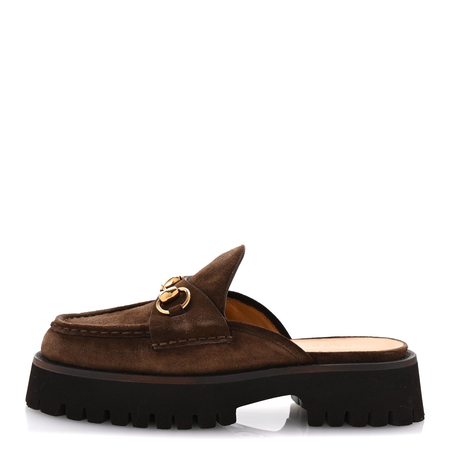 Gucci Suede Horsebit Platform Mules 36 Washed Brown 1 of 10