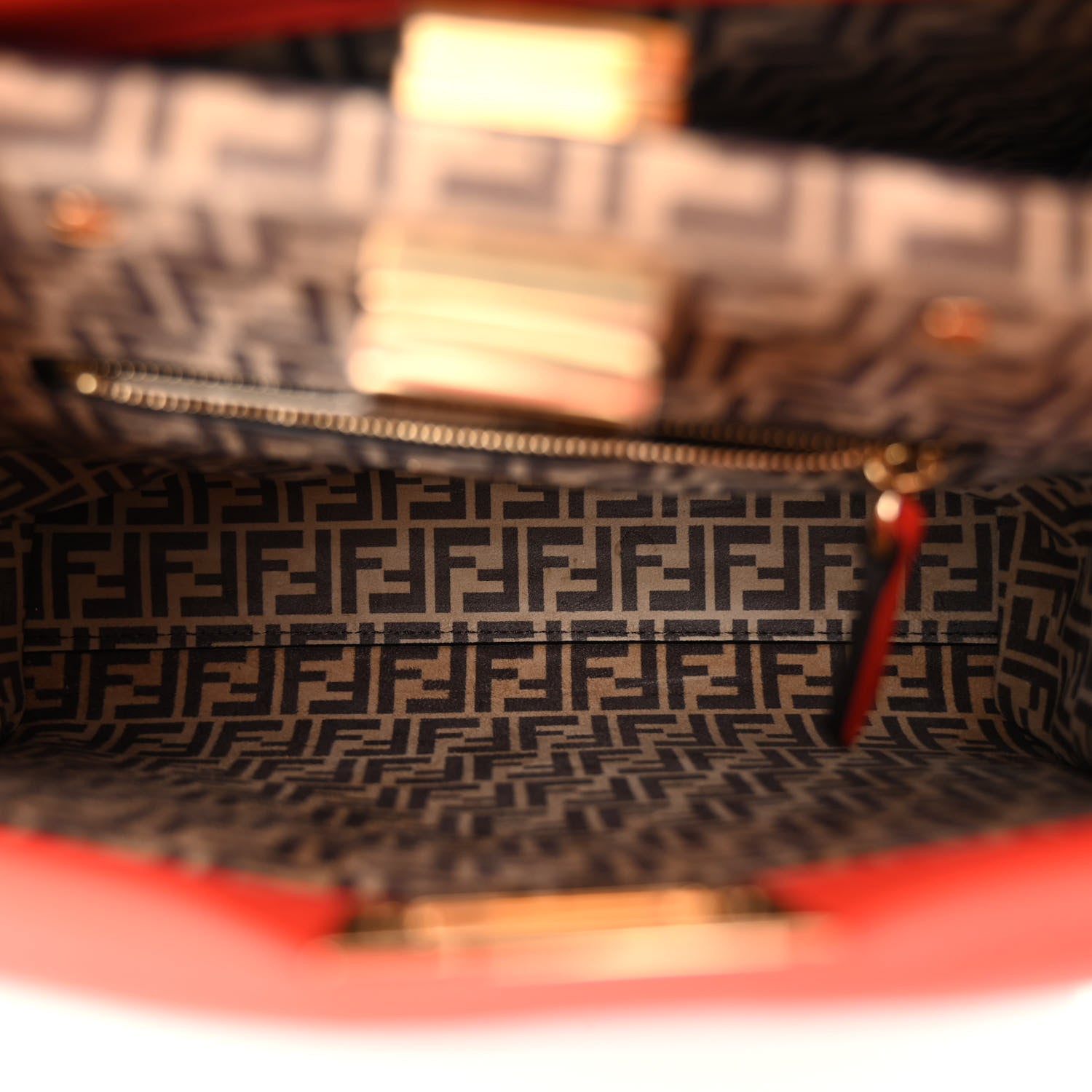 Fendi Vitello Seta Suede FF Mini Peekaboo Iconic Satchel Tulipano Miele Moro 6 of 10