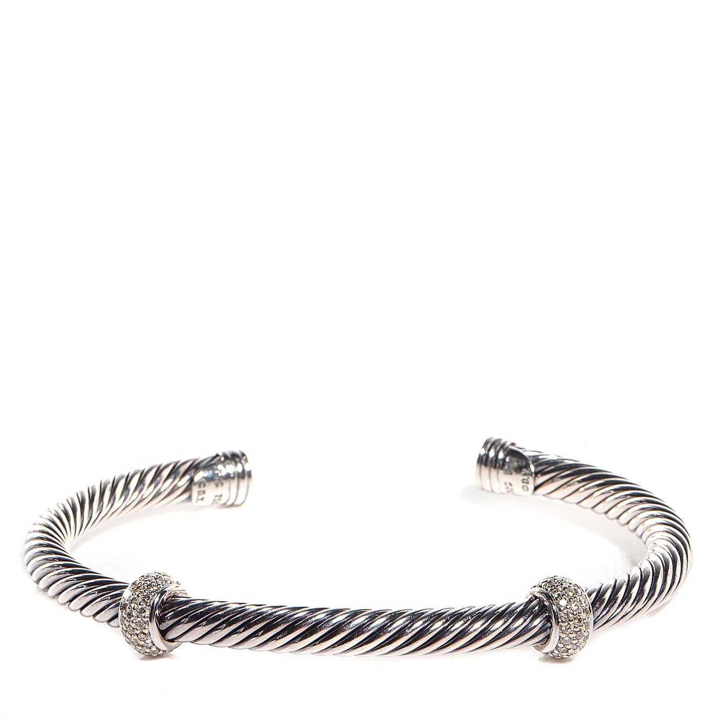 Sterling Silver Double Diamond 5mm Cable Classics Cuff