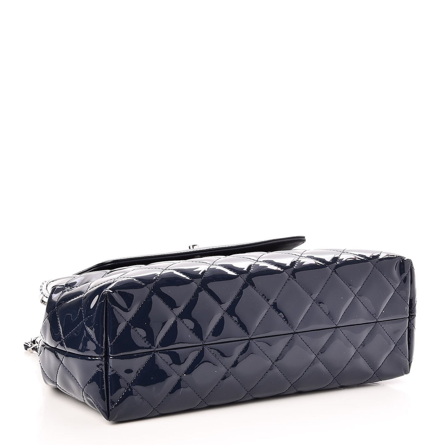 Patent Quilted Large Coco Shine Accordion Flap Navy