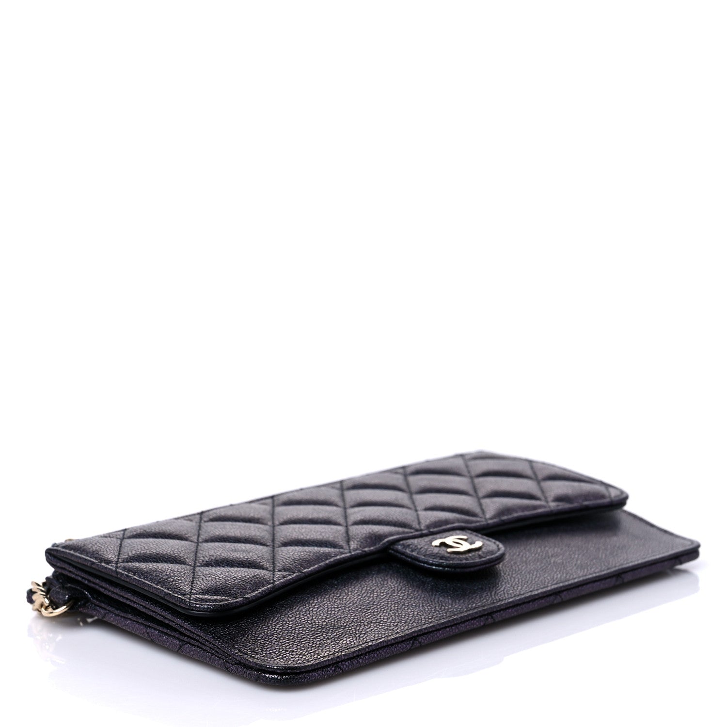 Chanel Iridescent Caviar Quilted Classic Pouch With Handle Black 4 of 11