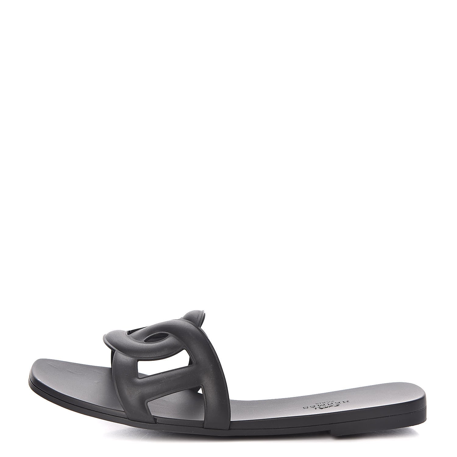 Hermes Rubber Aloha Sandals 39 Black 1 of 8