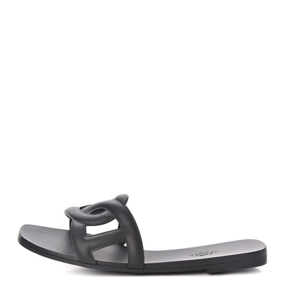 Hermes Rubber Aloha Sandals 39 Black 1 of 8