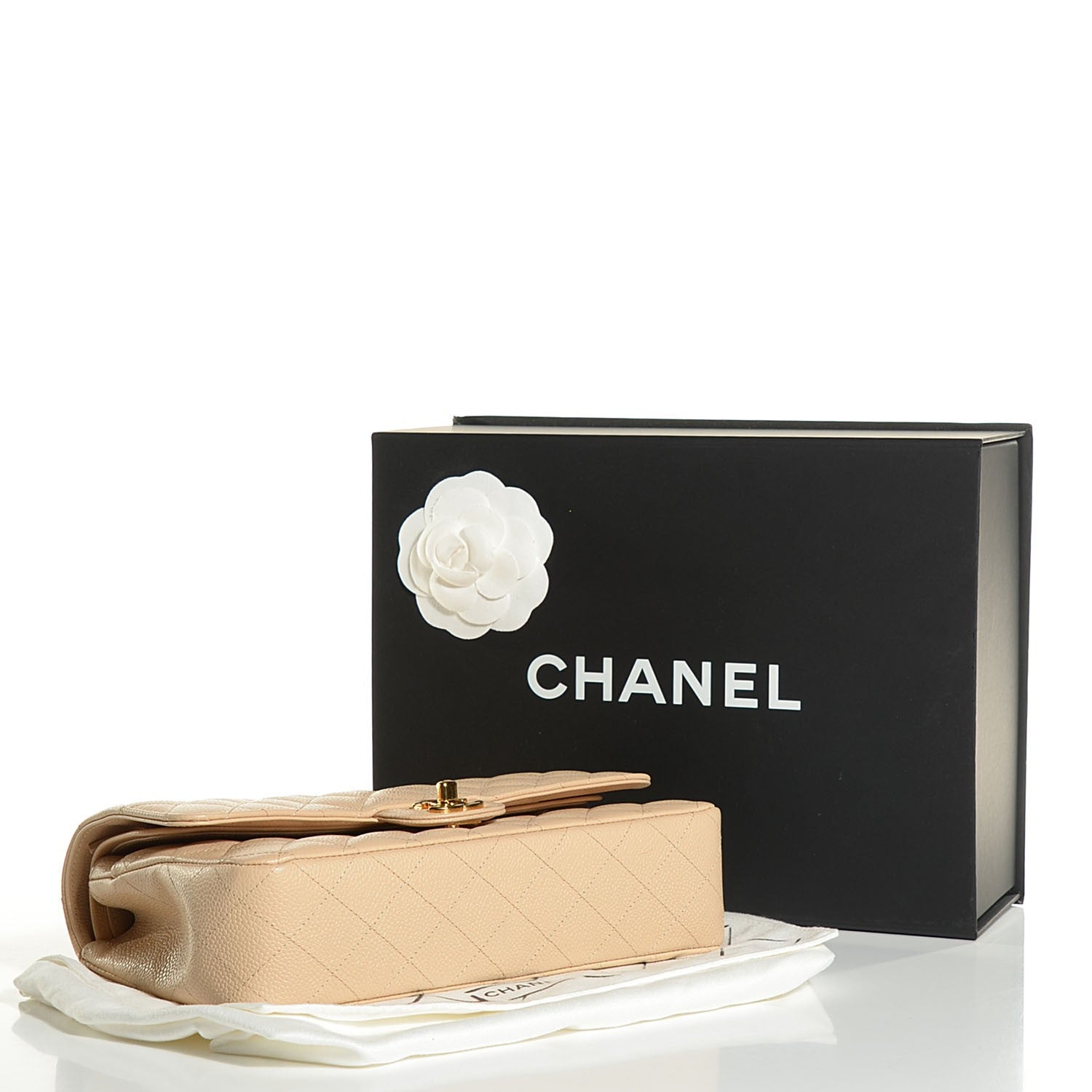 Chanel Caviar Quilted Medium Double Flap Beige Clair 4 of 8
