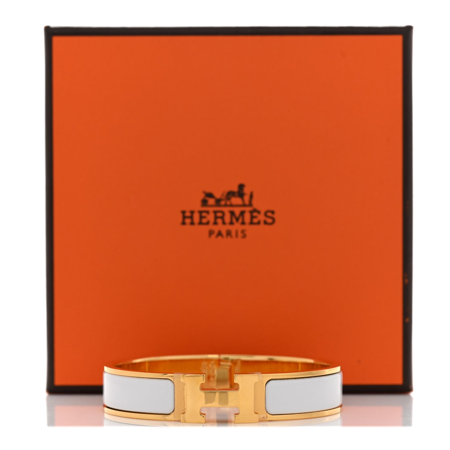 Enamel Narrow Clic Clac H Bracelet PM White