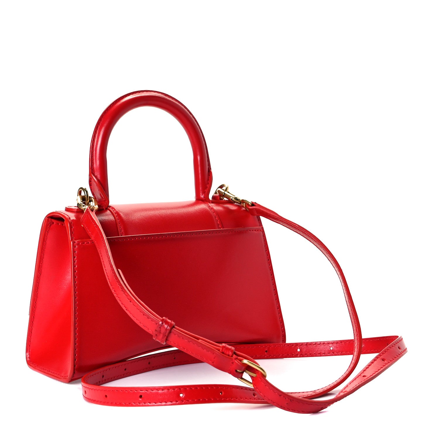 Balenciaga Shiny Box Calfskin Hourglass Top Handle Bag XS Bright Red 3 of 16