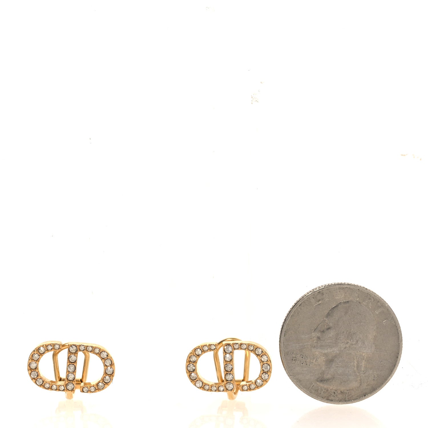 Christian Dior Crystal Clair D Lune Clip On Earrings Gold 2 of 4