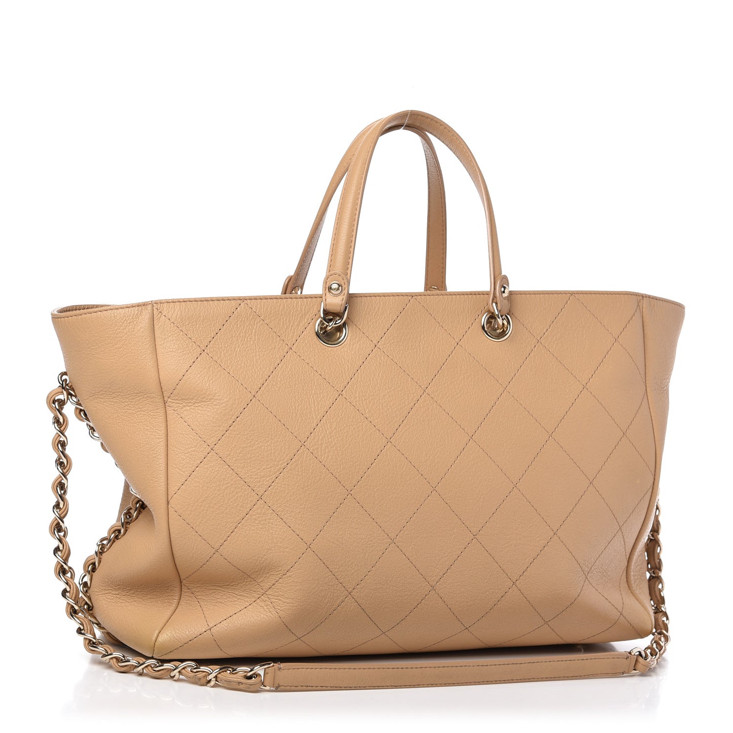 Bullskin Stitched Medium Shopping Bag Beige