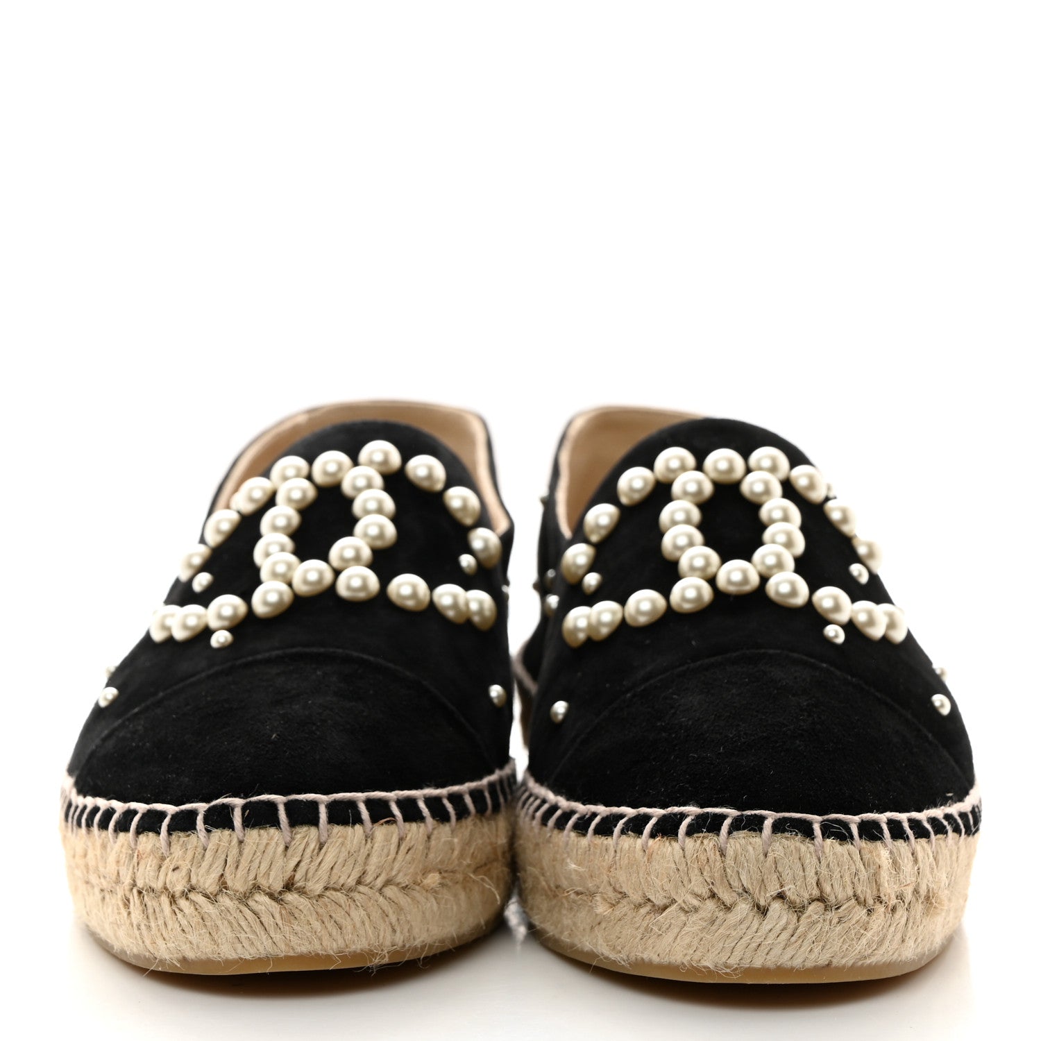 Chanel Suede Pearl CC Espadrilles 38 Black 2 of 9