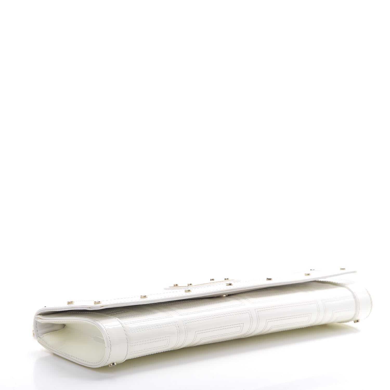 Versace Patent Couture Chain Clutch White 4 of 9
