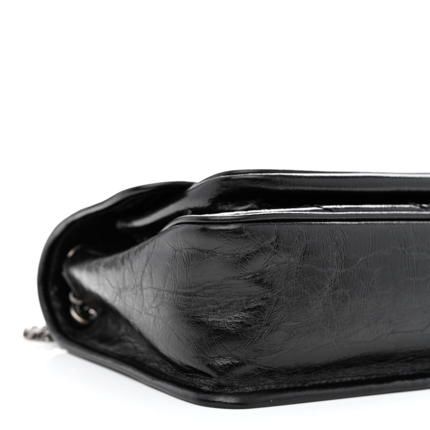 Crinkled Lambskin Matelasse Monogram Baby Niki Chain Satchel Black