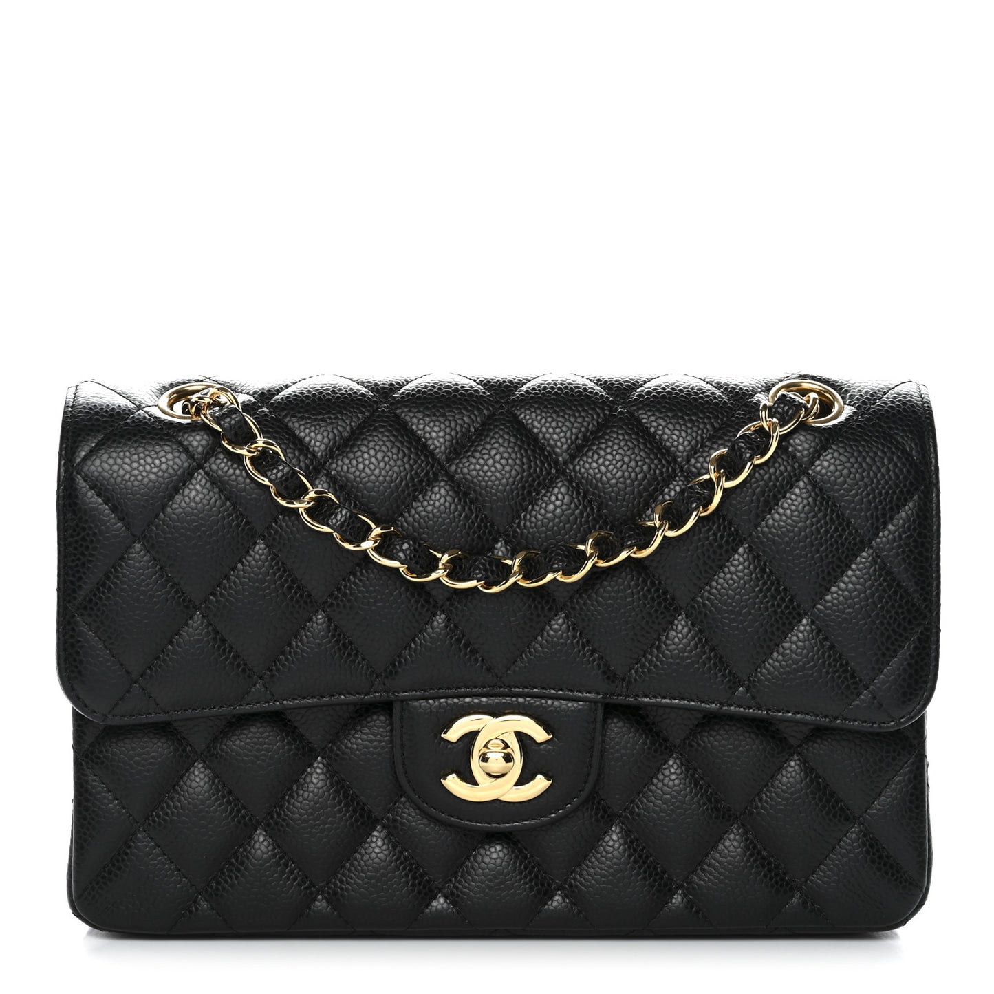 Caviar Quilted Small Double Flap Black