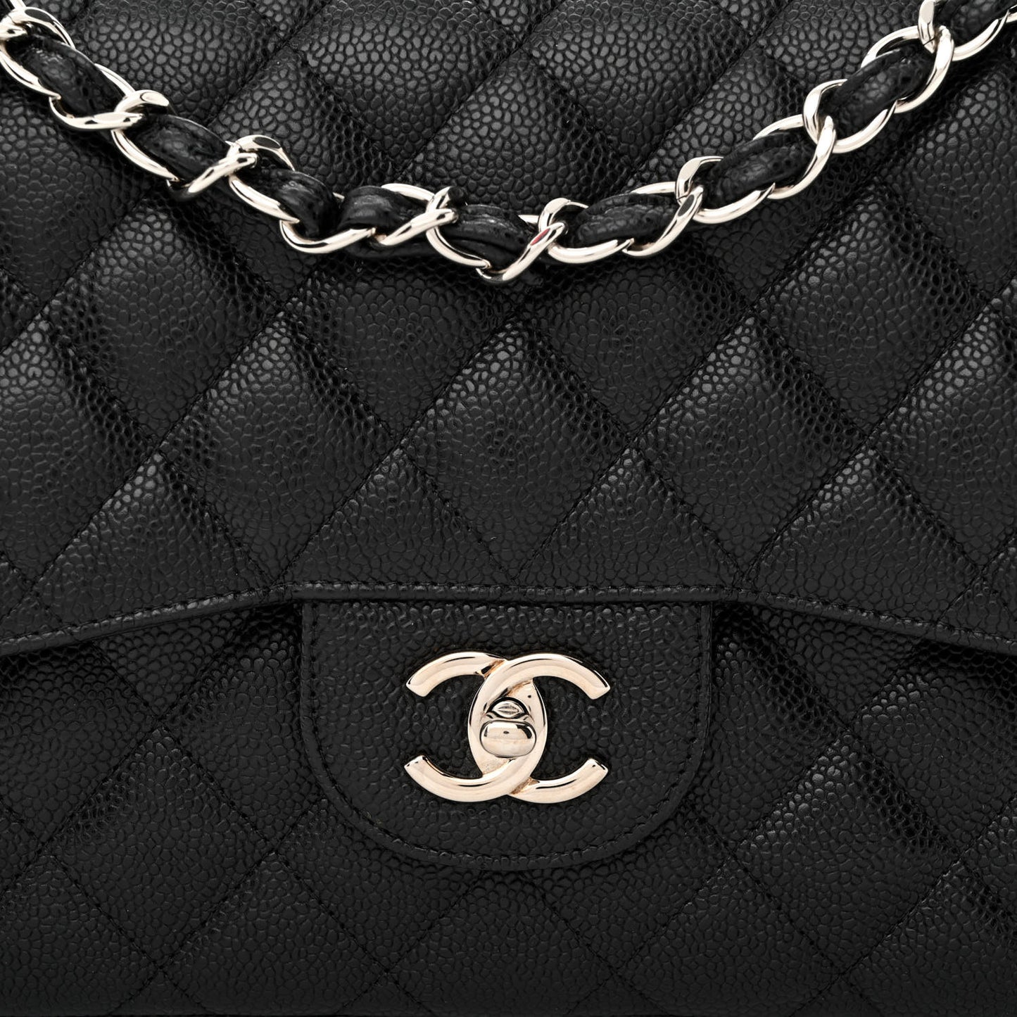 Caviar Quilted Jumbo Double Flap Black