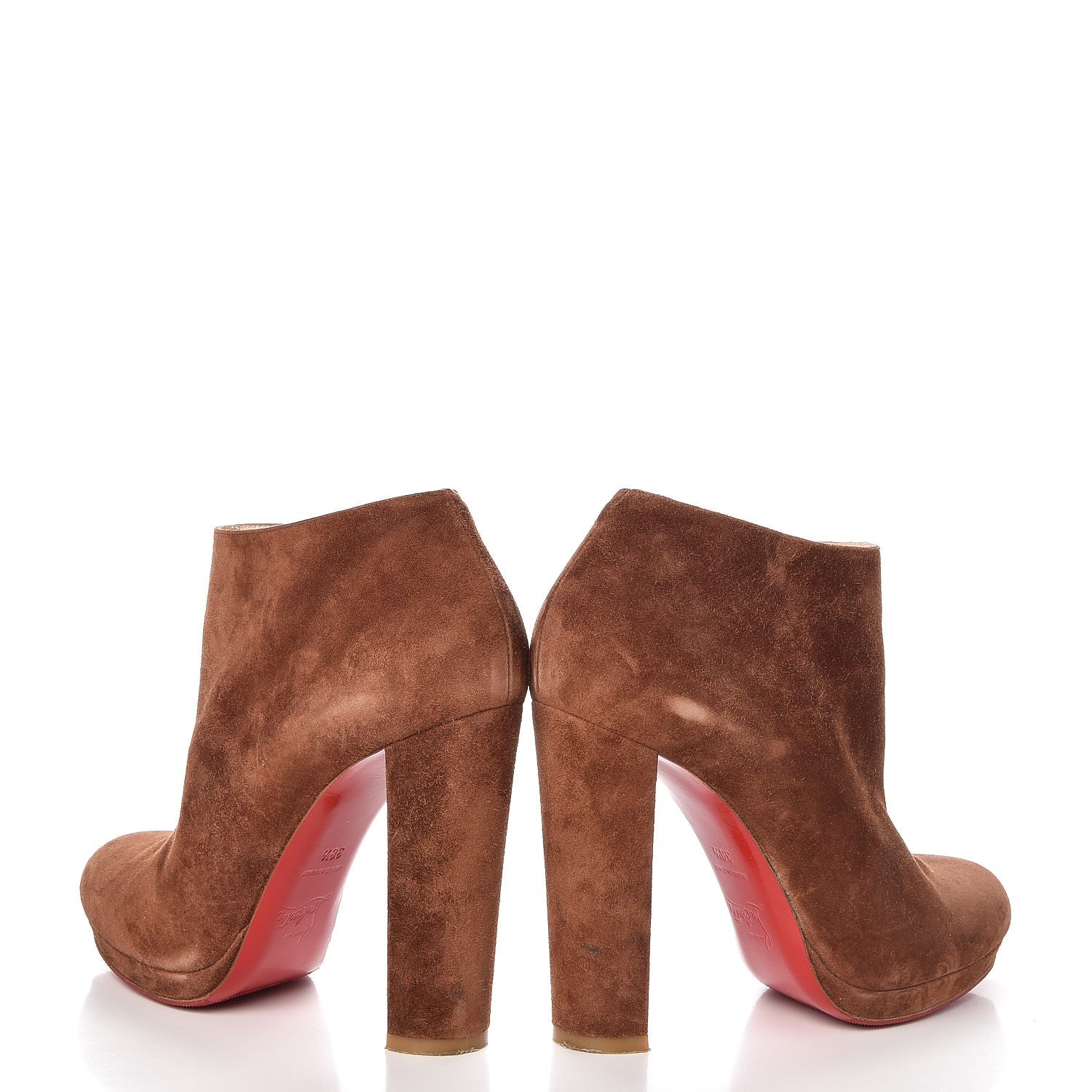 Christian Louboutin Veau Velours Rock and Gold 120 Ankle Booties 38.5 Havana 6 of 20