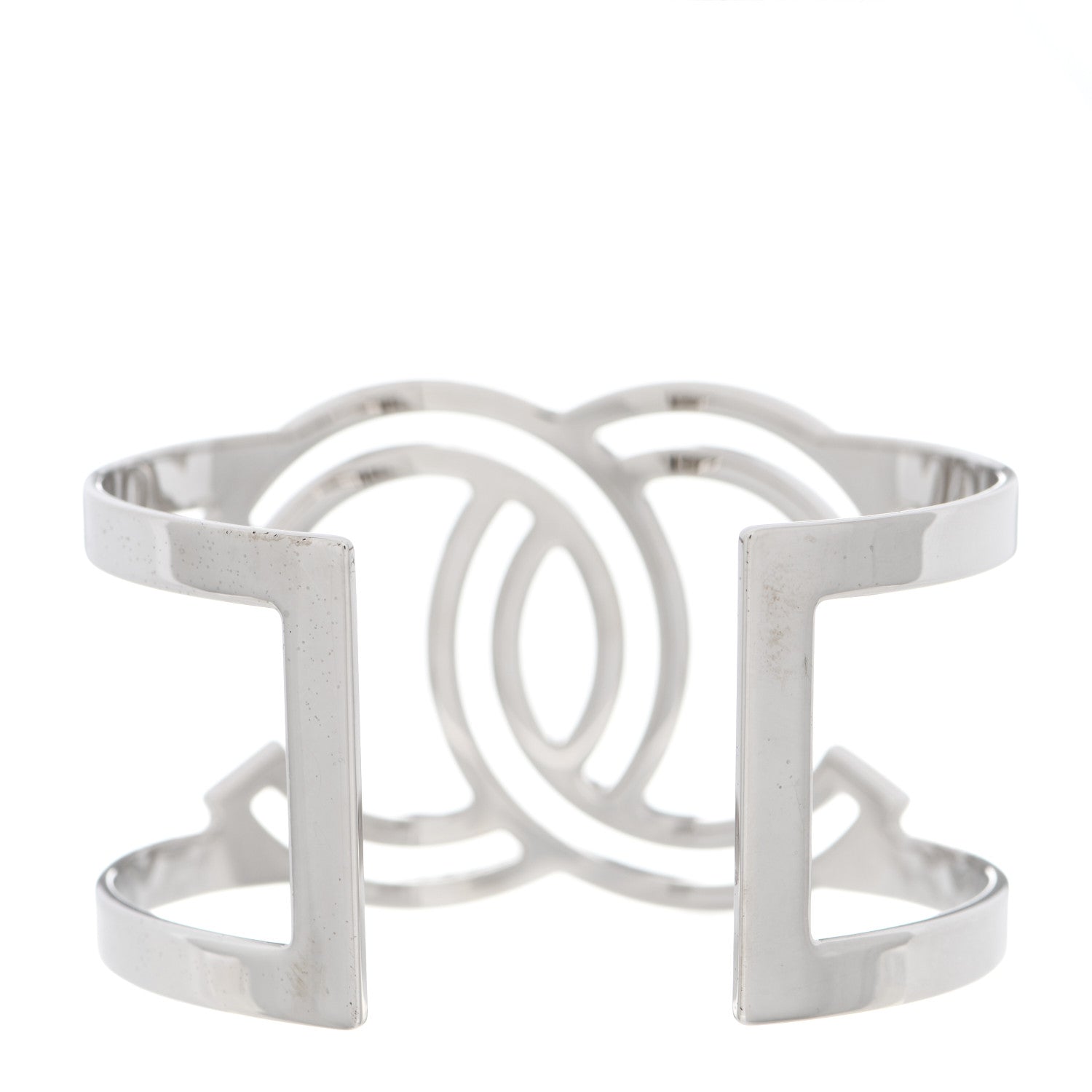 Chanel Metal Crystal CC Cuff Silver 3 of 5
