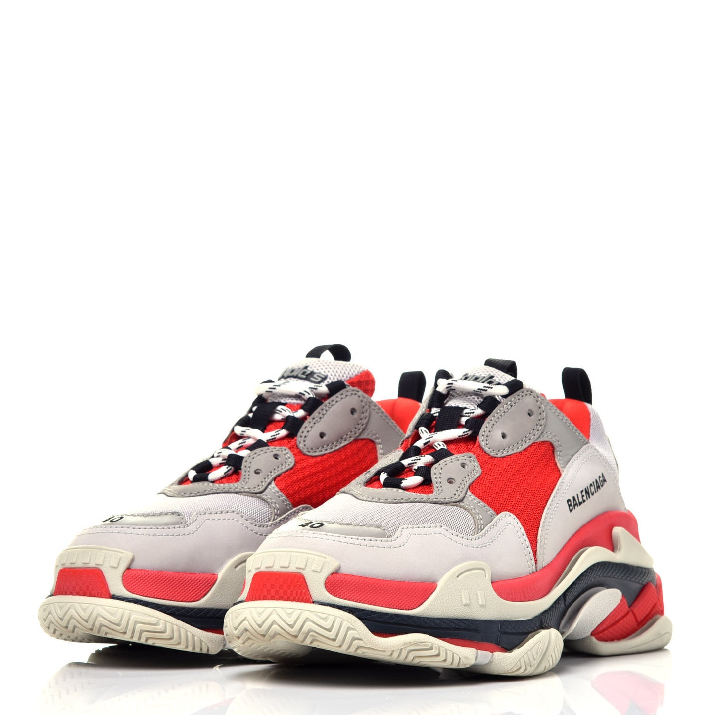 Fabric Mesh Womens Triple S Sneakers 40 Red Grey White