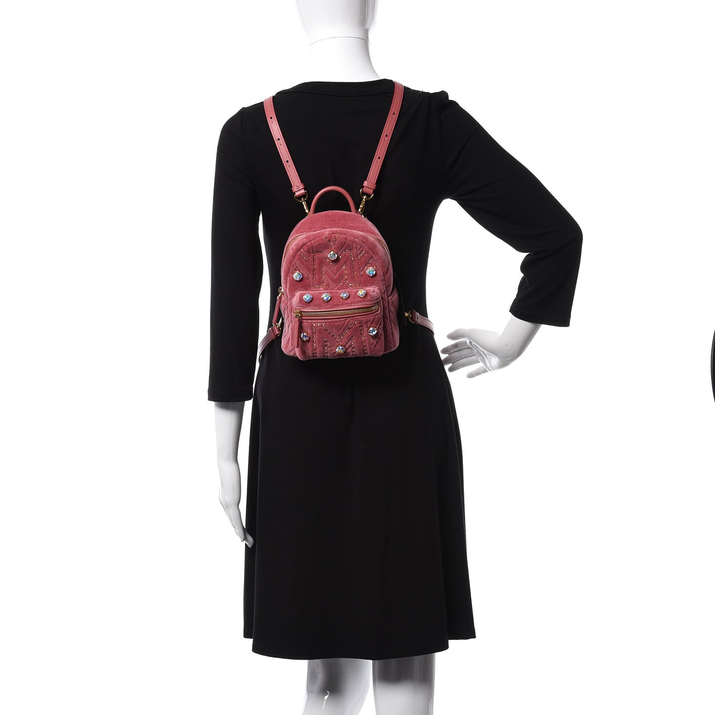 Velvet Swarovski Crystal Bebe Boo Backpack Quartz Pink
