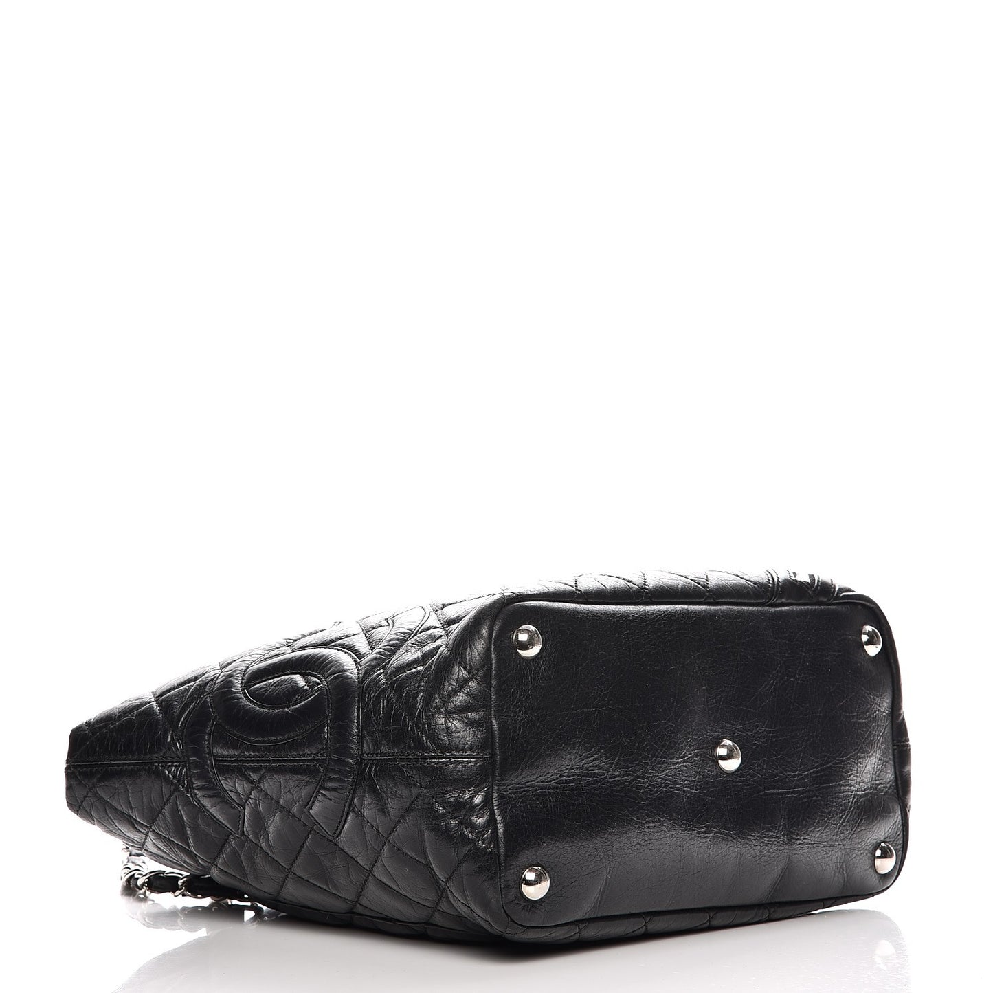 Aged Calfskin Quilted Large Cotton Club Tote Black