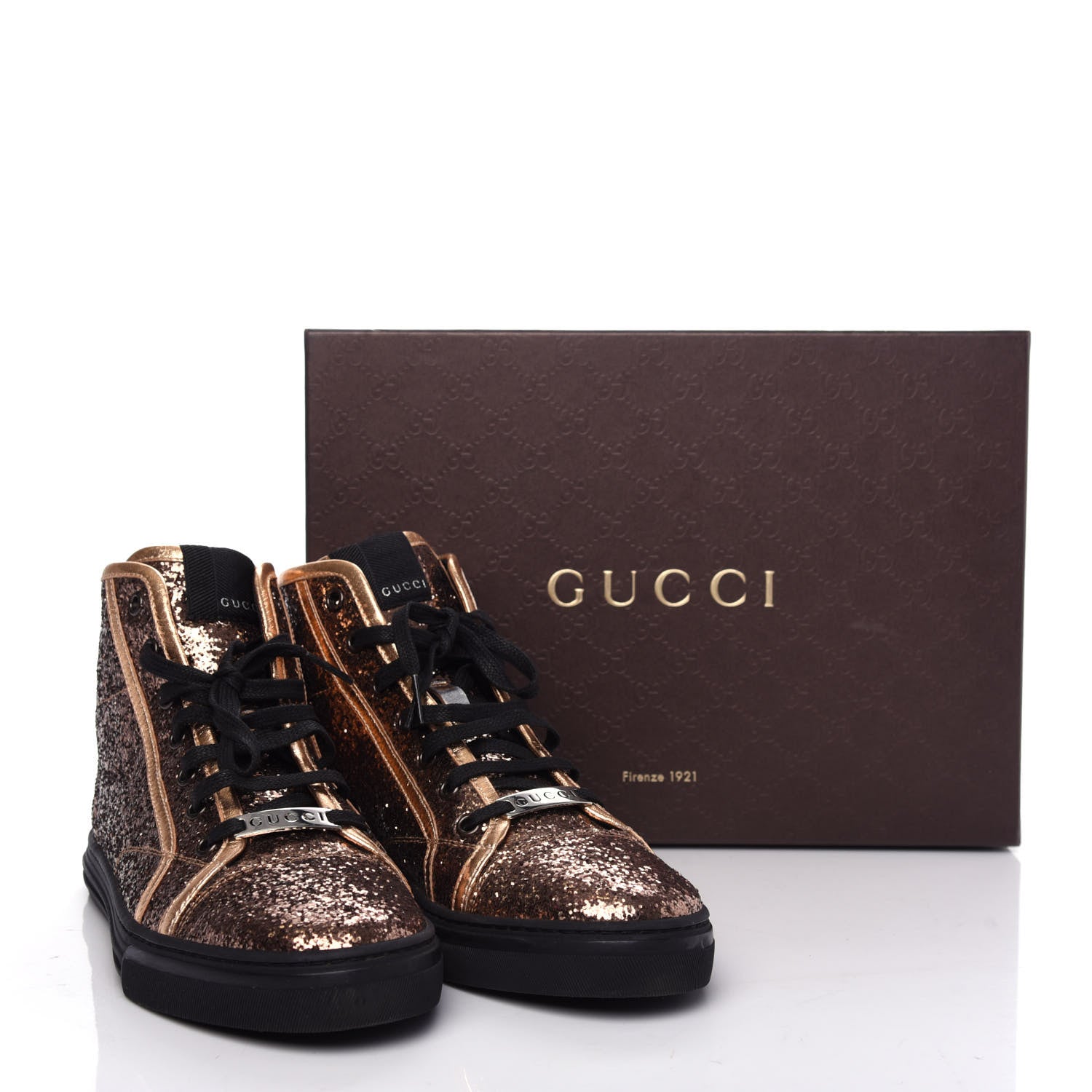 Gucci Nappa Glitter Galactica High Top Sneakers 38 Copper 11 of 11