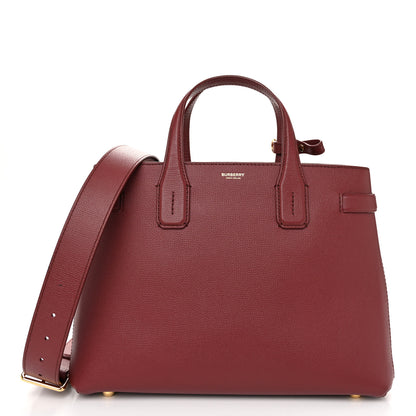 Burberry Grainy Calfskin House Check Medium Banner Tote Mahogany Red 1 of 10
