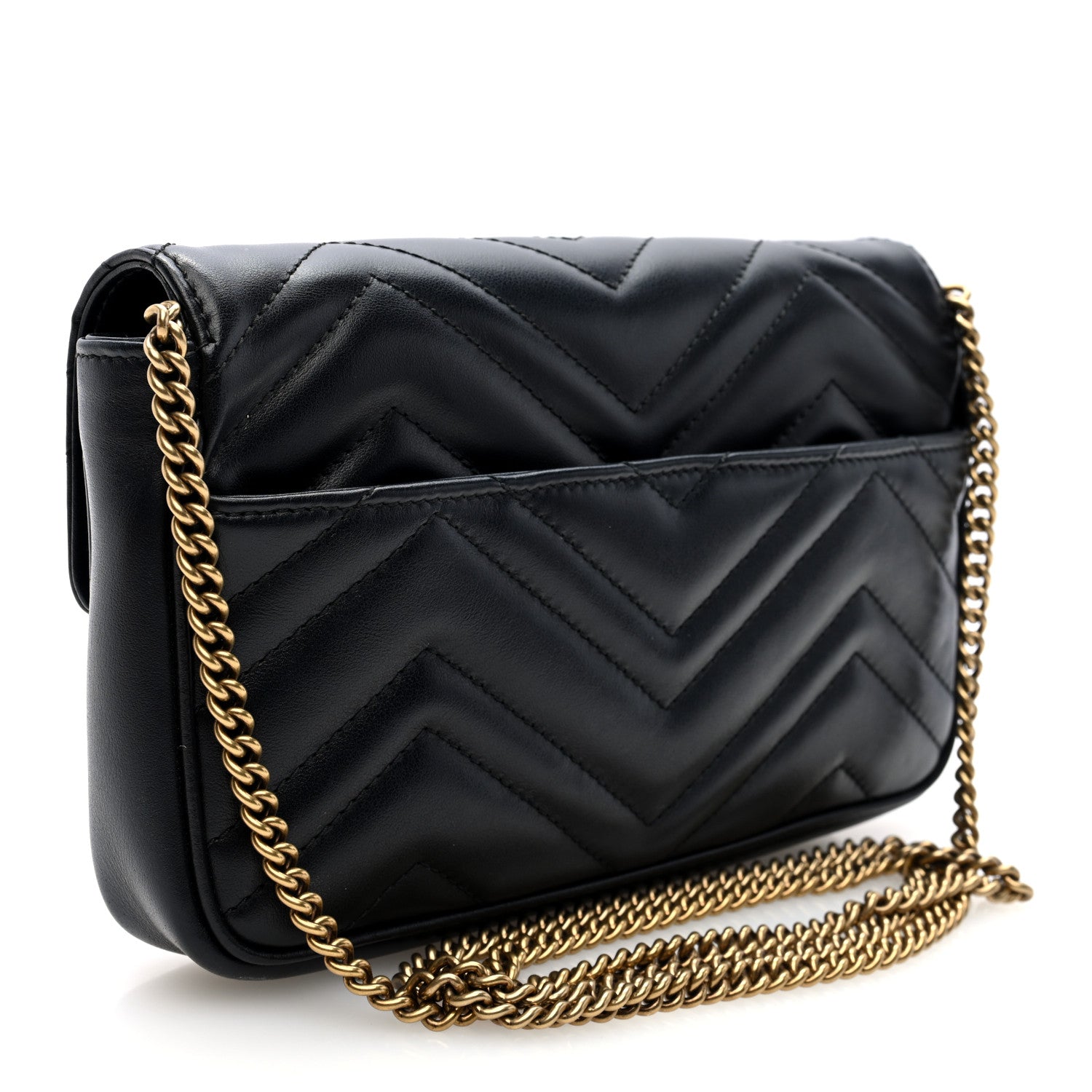 Gucci Calfskin Matelasse Mini GG Marmont Shoulder Bag With Case Black White 3 of 10