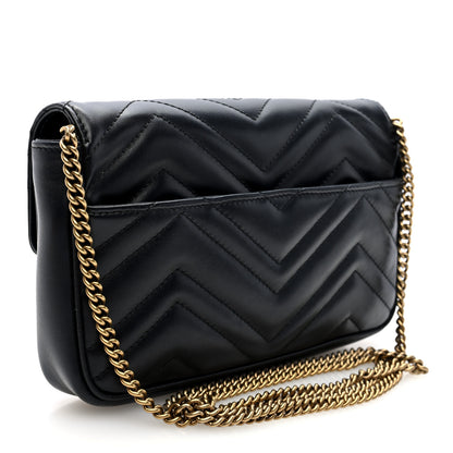 Gucci Calfskin Matelasse Mini GG Marmont Shoulder Bag With Case Black White 3 of 10