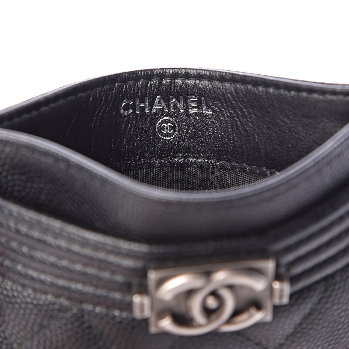 Caviar Quilted Boy Card Holder Black