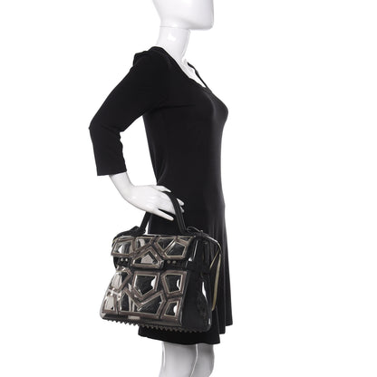 Delvaux Vinyl Gladiator Tempete Satchel Antique Silver Gold 3 of 10