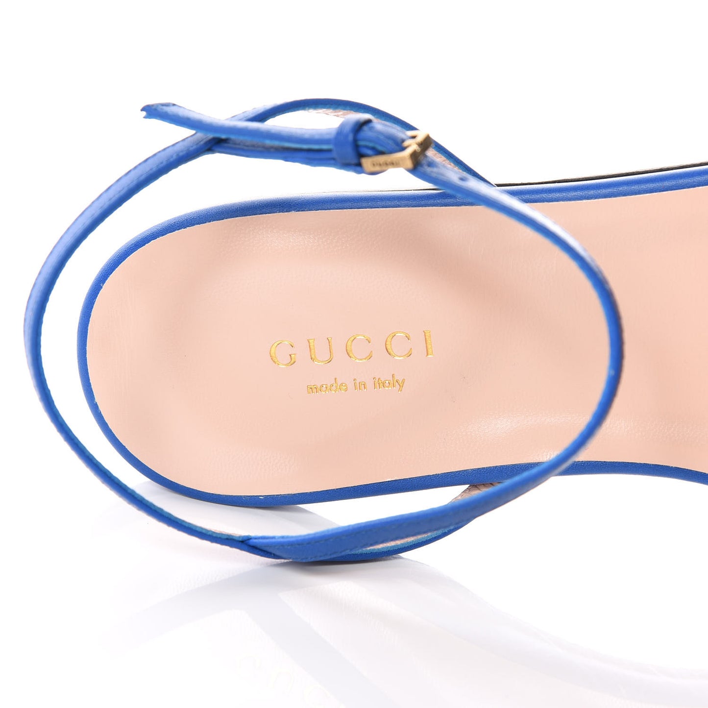 Lifford Calfskin GG Marmont Ankle Wrap Flat Sandals 37 Bright Blue