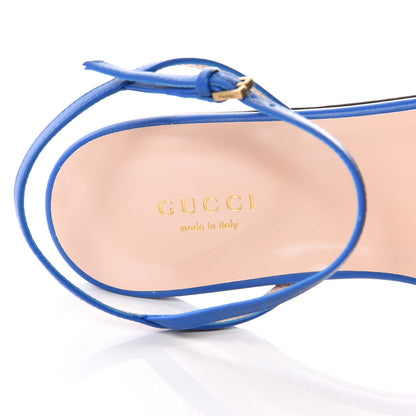 Gucci Lifford Calfskin GG Marmont Ankle Wrap Flat Sandals 37 Bright Blue 7 of 7