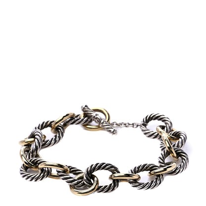 David Yurman Sterling Silver 18K Yellow Gold Oval Link Toggle Bracelet 1 of 7