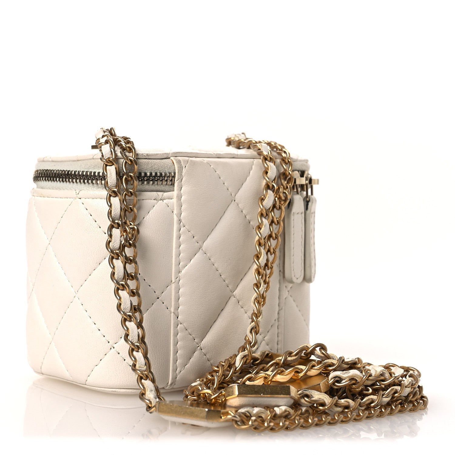 Chanel Lambskin Quilted Mini Vanity Case With Chain White 2 of 12