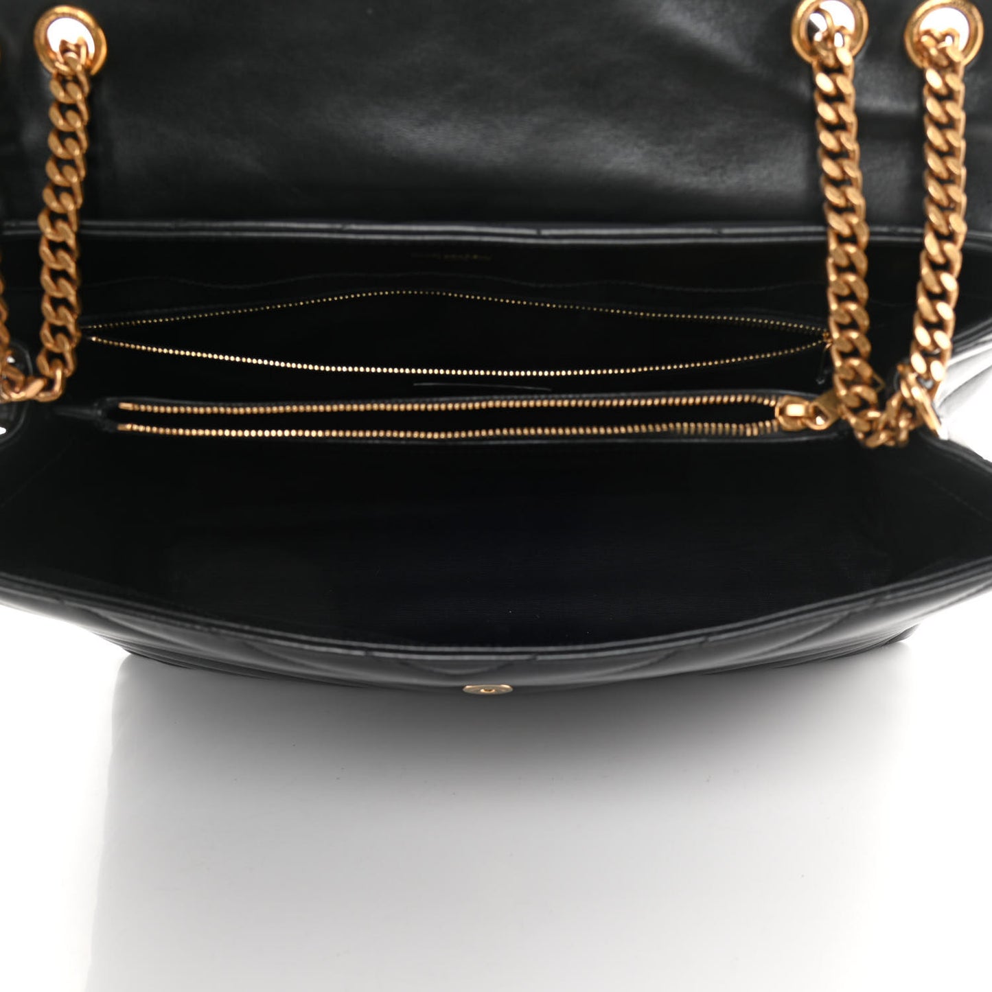 Calfskin Y Quilted Monogram Large Loulou Chain Satchel Black