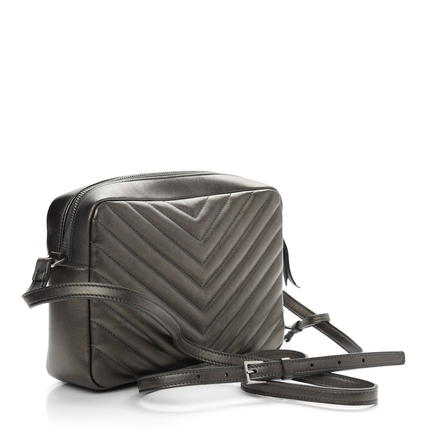 Saint Laurent Metallic Calfskin Matelasse Monogram Lou Camera Bag Silver 2 of 7