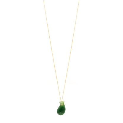 Tiffany 18K Yellow Gold Green Jade Elsa Peretti Bottle Jug Pendant Necklace 1 of 5