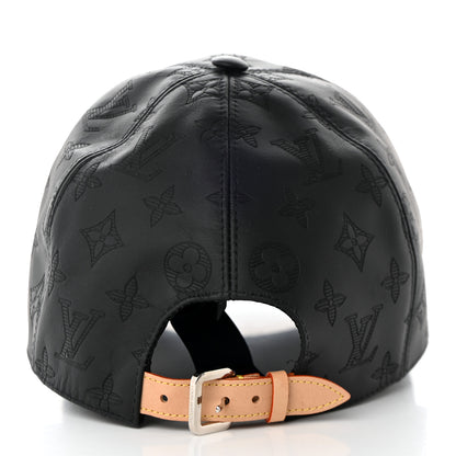 Louis Vuitton Calfskin Monogram Shadow Baseball Cap 60 Black 6 of 12