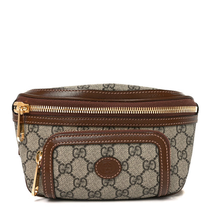 Gucci GG Supreme Monogram Textured Calfskin Retro Interlocking G Belt Bag Beige Ebony Brown Sugar 1 of 10