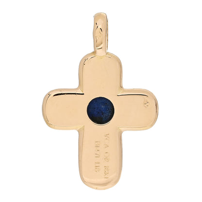 Van Cleef & Arpels 18K Yellow Gold Lapis Lazuli Cross Pendant Necklace 3 of 4