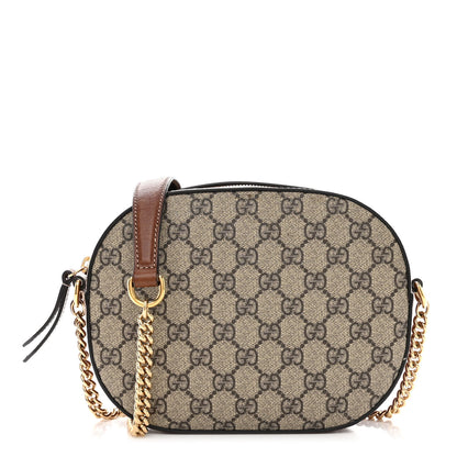 Gucci GG Supreme Monogram Cuoio Toscano Mini Chain Shoulder Bag Beige Ebony Cuir 1 of 16