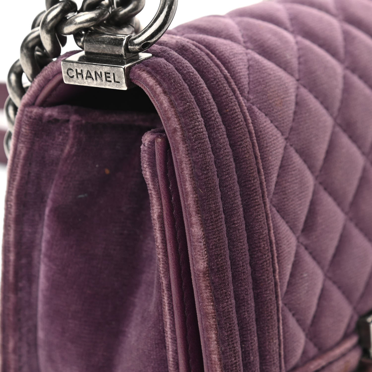 Chanel Velvet Quilted Small Boy Flap Purple 11 of 12