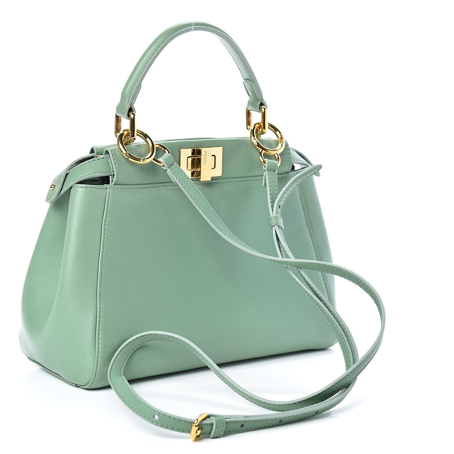 Fendi Nappa Mini Peekaboo Iconic Satchel Menta 3 of 11