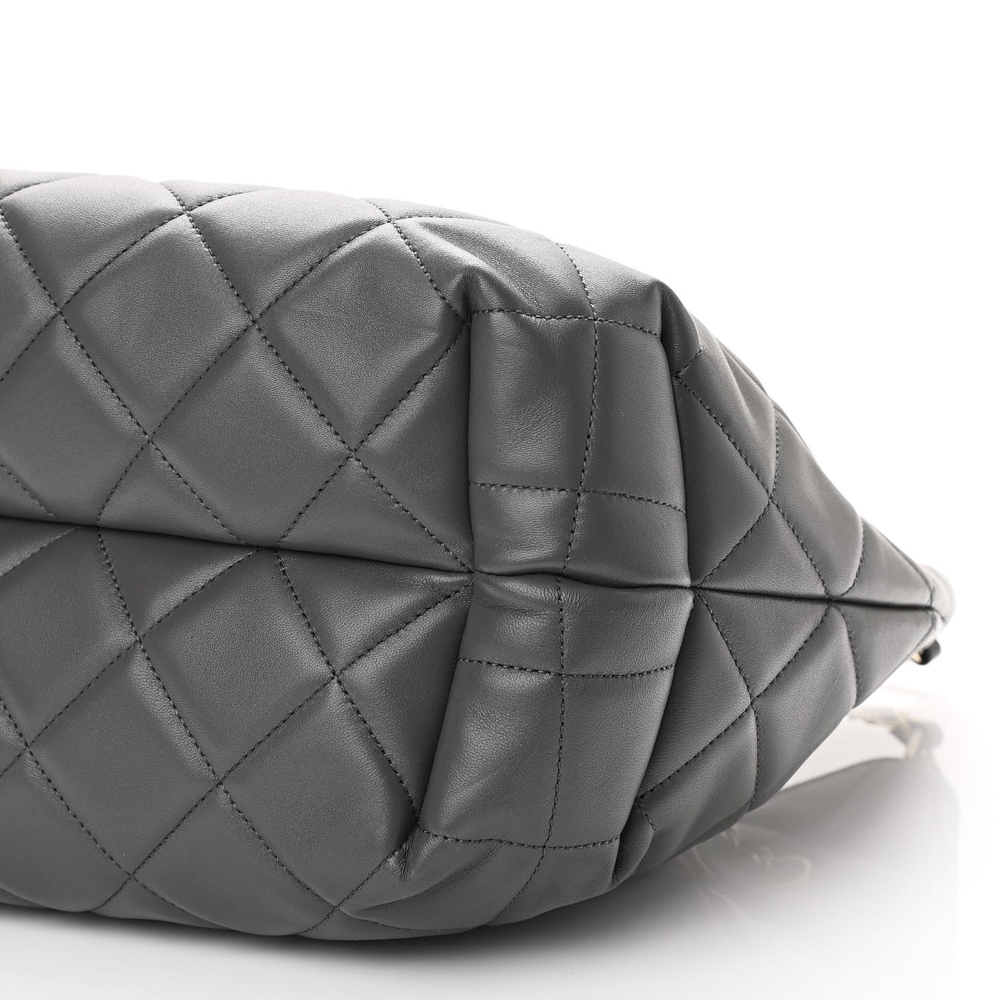 Lambskin Quilted CC Dweller Drawstring Tote Grey