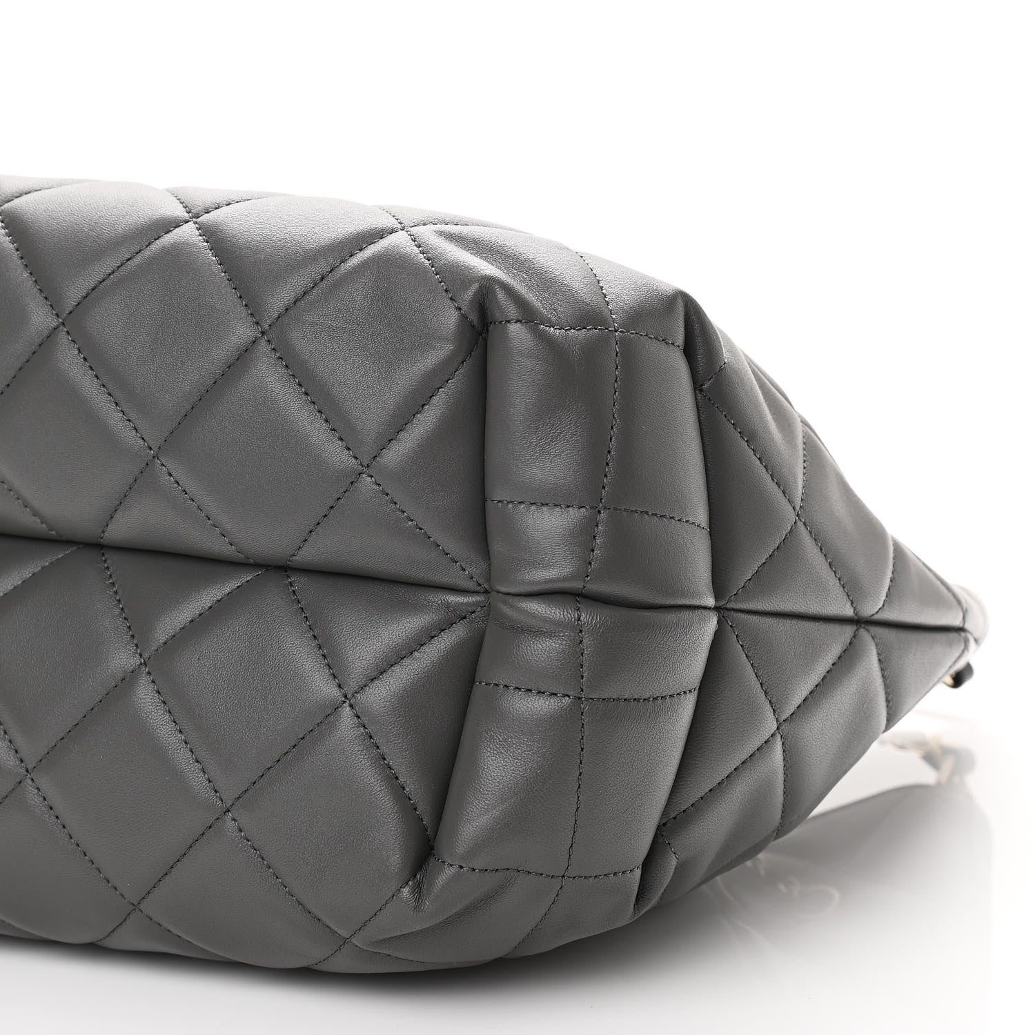 Chanel Lambskin Quilted CC Dweller Drawstring Tote Grey 10 of 10