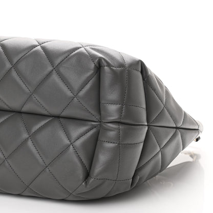 Chanel Lambskin Quilted CC Dweller Drawstring Tote Grey 10 of 10