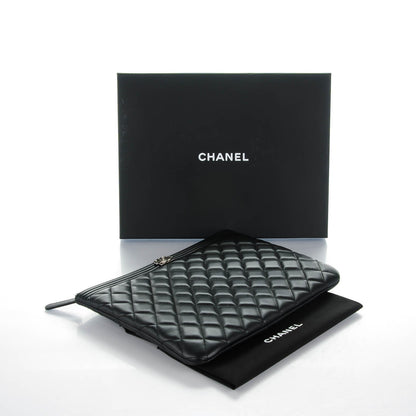 Chanel Lambskin Quilted Medium Boy Cosmetic Case Black 4 of 7