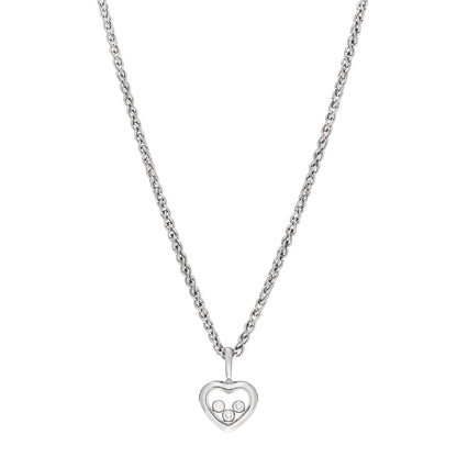 Chopard 18K White Gold 3 Happy Diamonds Icons Heart Pendant Necklace 1 of 4