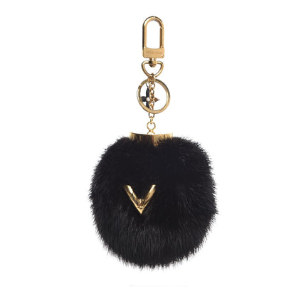 Louis Vuitton Mink Fur Bubble V Bag Charm Key Holder Black 1 of 3