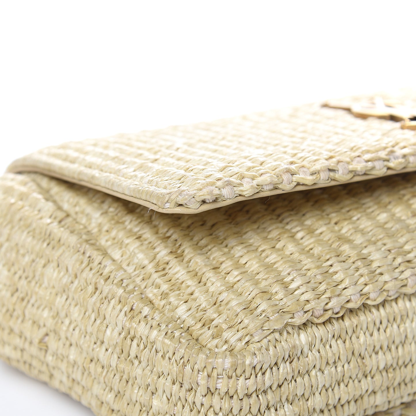 Raffia Medium Monogram Kate Satchel Naturale